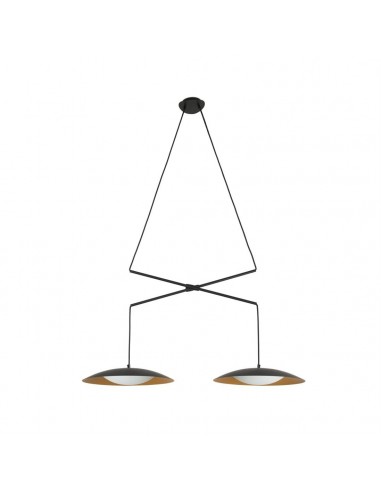 Lámparas colgantes 24505 SLIM FARO doble extensible negro/oro led 2x15w, Lámparas modernas