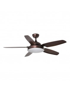 Ventiladores de techo motor DC 33780 LEYTE FARO ø137cm marron led 24w 5 palas, Ventiladores rústicos