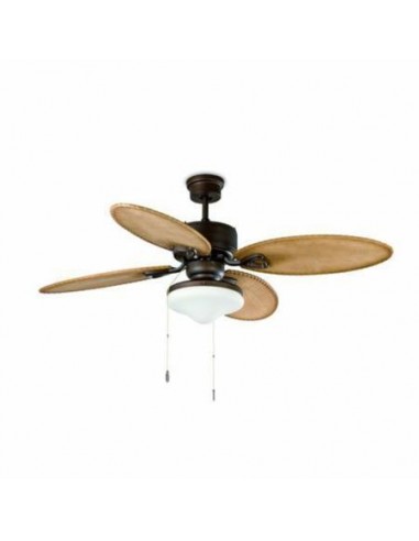 Ventilador de techo rústico FARO LOMBOK 33019 132 cms marron oscuro 2xE27, Ventiladores rústicos