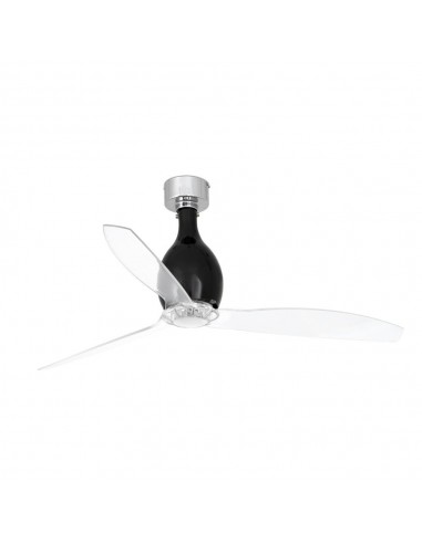 Ventiladores de techo motor DC MINI ETERFAN 32027 FARO ø128 cm negro mate palas transparentes con mando, Ventiladores sin luz