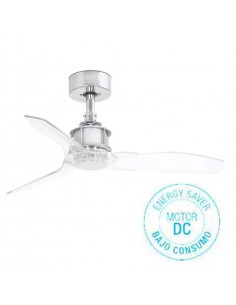 Ventiladores de techo JUST FAN XS 33426 FARO ø91cm cromo palas transparentes motor DC, Ventiladores sin luz