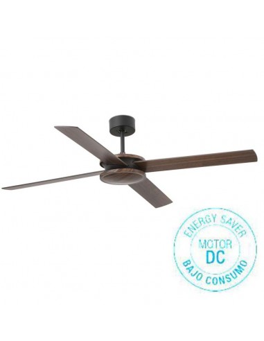 Ventiladores techo rusticos POLEA 33724 FARO ø132cm marron motor DC, Ventiladores sin luz