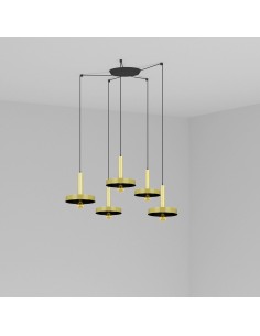 Lampara colgante Whizz 20161-5L Faro oro satinado-negro e27 60w 5l, Lámparas modernas