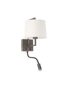 Aplique de pared Frame 20173-01 Faro con lector led oro viejo pantalla blanca, Lámparas modernas