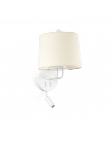 Aplique de pared Montreal 24032-02 Faro con lector blanco pantalla beige, Lámparas modernas