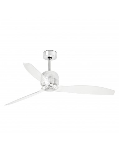 Ventilador de techo Deco Fan 33394D Faro ø1280 mm cromo 3 palas transparentes motor DC, Ventiladores sin luz