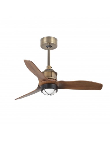 Ventilador de techo Just Fan XS 33428-10 Faro ø810mm oro viejo palas madera 17w 3000k motor DC, Ventiladores rústicos