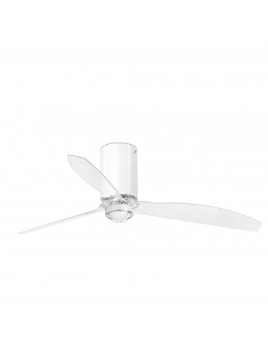 Ventilador de techo Mini Tube 32038-9 Faro ø1280 mm blanco brillo 3 palas motor DC, Ventiladores sin luz